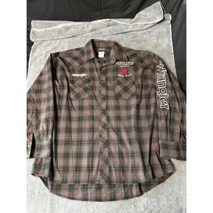 PBR Wrangler Mens XXL Pendleton Whisky Plaid Western Snap Shirt Grey Red MP1325M